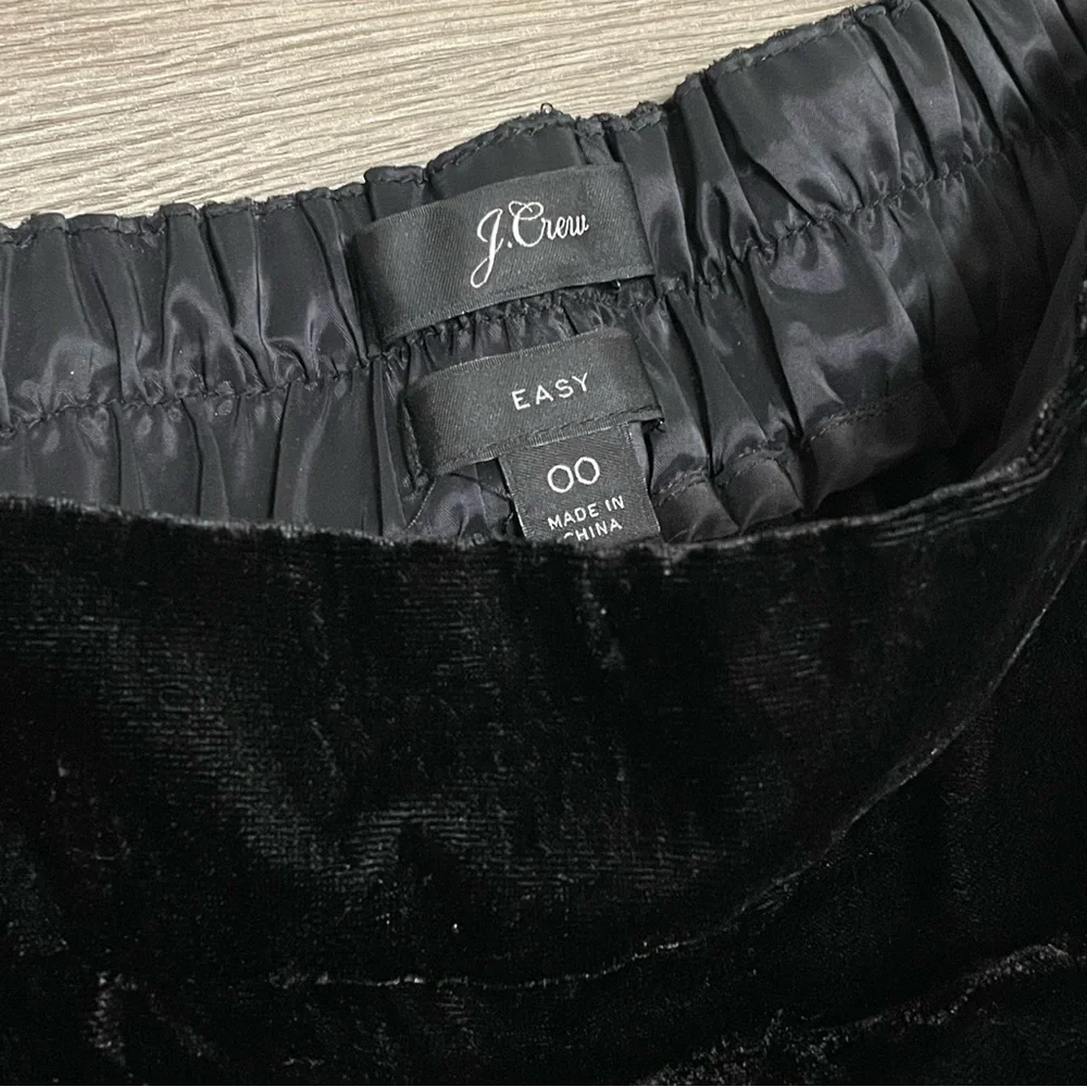 J. Crew Womens Velvet Pull On Easy Pants Black Elastic Waist Size 00